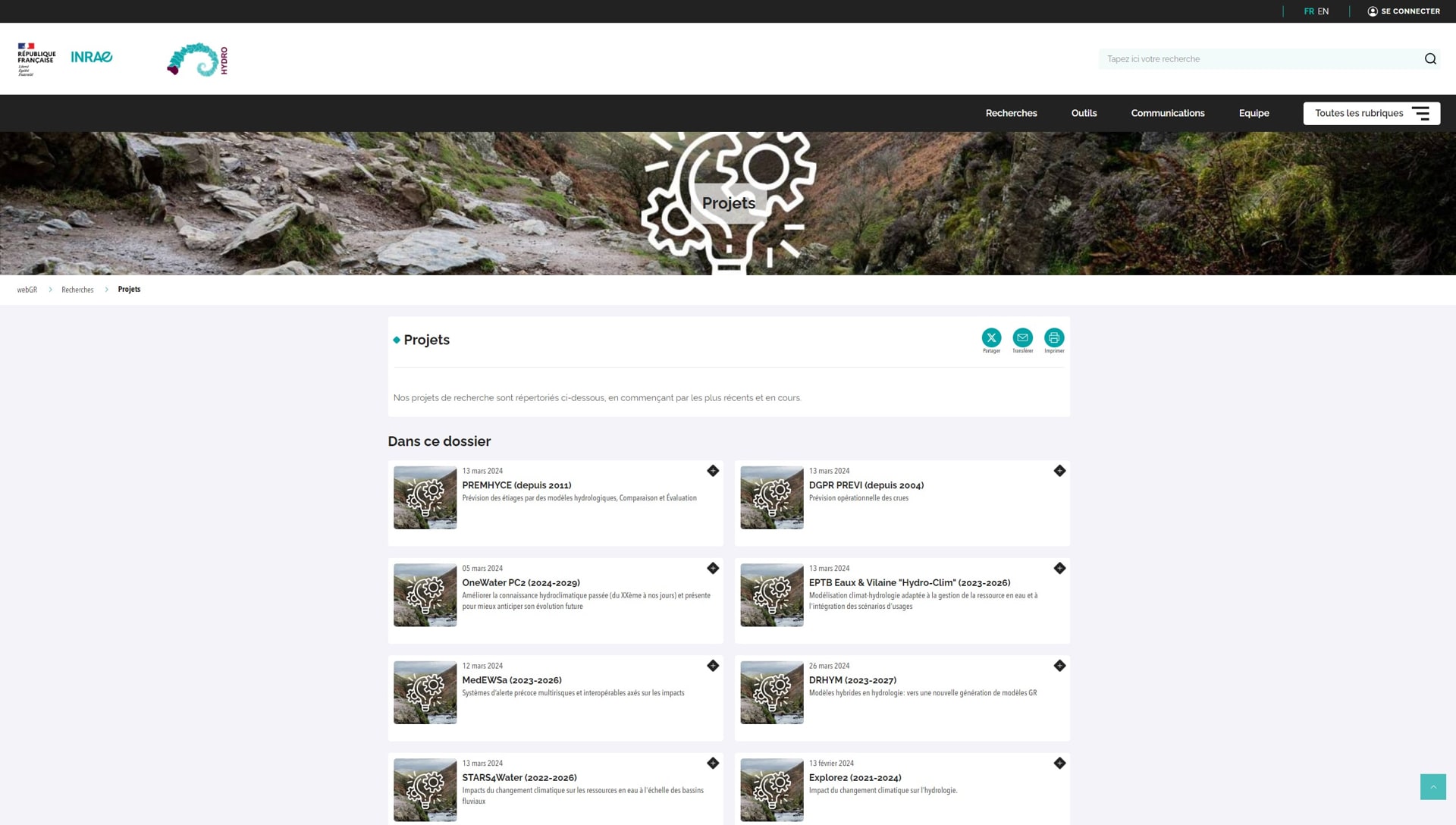 Projet HYDRO WEBGR IRSTEA INRAE