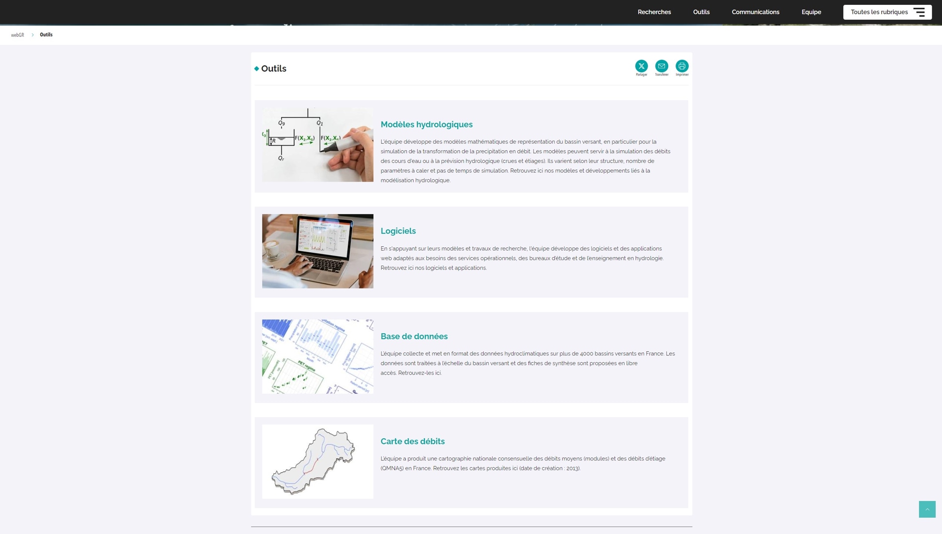 Projet HYDRO WEBGR IRSTEA INRAE